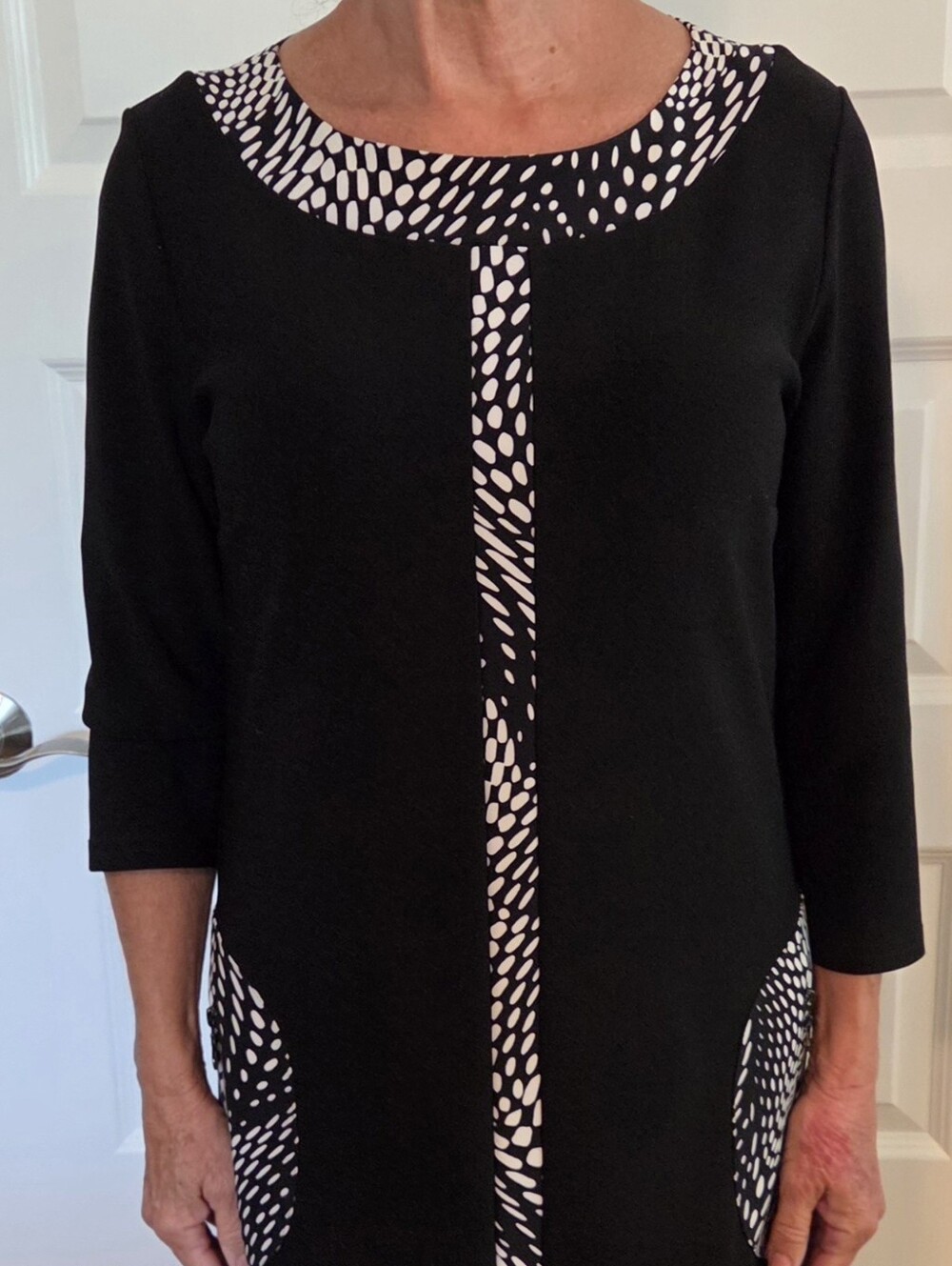 Joseph Ribkoff Black and White Patterned Ponte Tunic